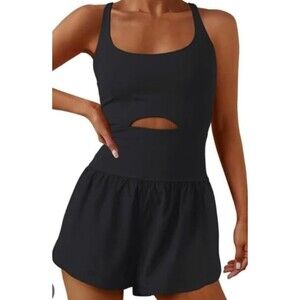 Versona Women's Size XS Black Runsie Athletic Romper NWT